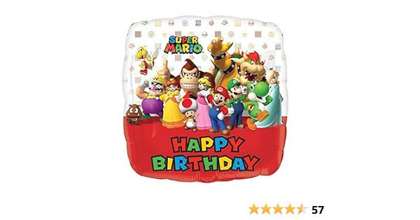 Amazon Com Anagram Mario Bros Happy Birthday Foil Balloon 18 Multicolor Home Kitchen