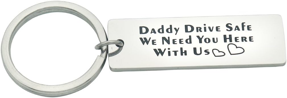 EilygenPersonalized Fathers Day Gift for Trucker Dad Drive Safe Keychain Trucker Gift