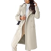 chouyatou Women's Winter Lapel Double Breasted Office Work Long Wool Pea Coat Overcoat