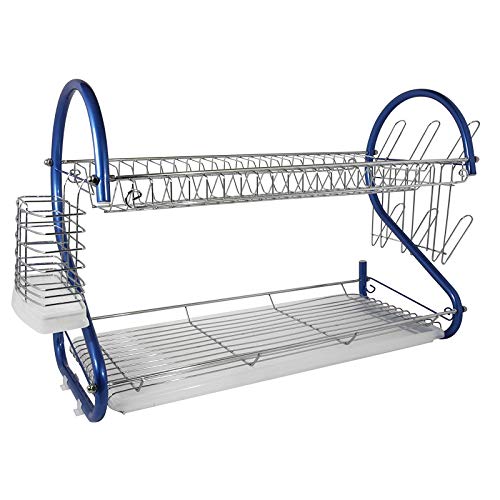 Better Chef DR-226B, 22-Inch, 2-Tier, Chrome Plated Dishrack (Blue)