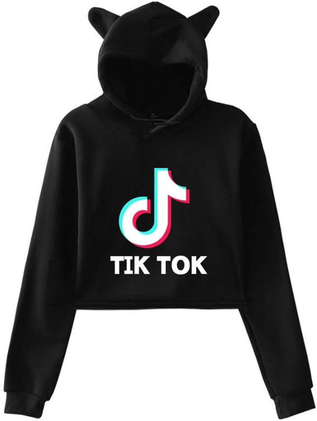 2019 Autumn Women TIK Kawaii Casual Femme Long Sleeved Short Cat Ears Tok Girl Pullovers Sweatshirts