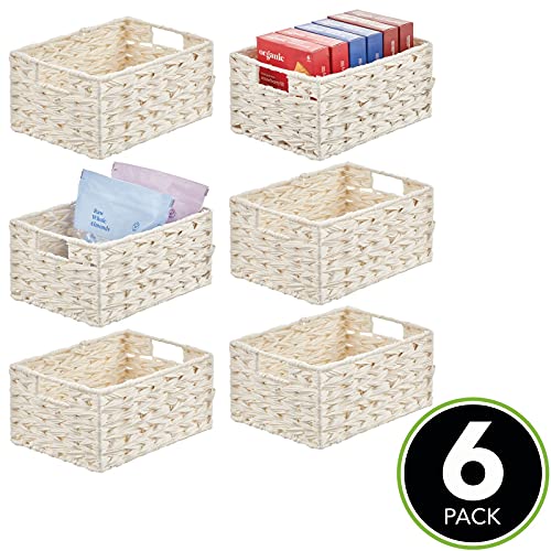 mDesign Woven Farmhouse Kitchen Pantry Food Storage Organizer Basket