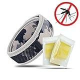 All Natural Mosquito Repellent Bracelets (2 Pack) By Mosgo - No DEET, Mess or Spray - Insect Repellant Wrist Bands, Non Toxic, Long Lasting & 100% Safe, Even for Babies. 2 Bracelets + 2 Refills Included (Grey Camo)