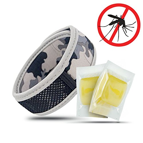 All Natural Mosquito Repellent Bracelets (2 Pack) By Mosgo - No DEET, Mess or Spray - Insect Repellant Wrist Bands, Non Toxic, Long Lasting & 100% Safe, Even for Babies. 2 Bracelets + 2 Refills Included (Grey Camo) All Natural Mosquito Repellent Bracelets (2 Pack) By Mosgo - No DEET, Mess or Spray - Insect Repellant Wrist Bands, Non Toxic, Long Lasting & 100% Safe, Even for Babies. 2 Bracelets + 2 Refills Included (Grey Camo)