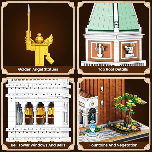 Reobrix Building Set for Adults YS-55013 Venice Landmark Tower San Marco Campanile Model Set, Creative Building Block Toy for Home, Great Gift for Teenagers Over 14 Years