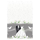 Silver Wedding Plastic Tablecloth, 84