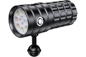 Dive Light for Underwater Photography, 25000 Lumens Super Bright Diving Flashlight, 100M Waterproof Underwater Video Light wi