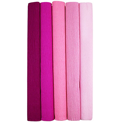 Just Artifacts Premium Crepe Paper Rolls - 8ft Length/20in Width (5pcs, Color: Shades of Pink)