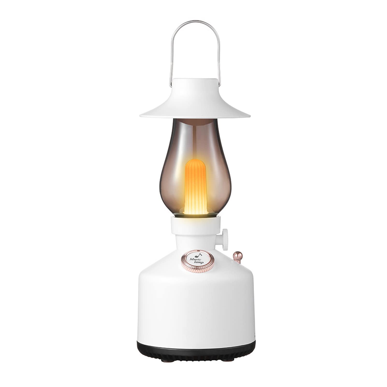 Goshyda Vintage Night Light, Retro Music Bedside Lamp Handheld Bluetooth Speaker with Dimmable Soft Ambient Lighting, Table Lamp for Room Decor, Gifts, Camping, IPX4 Waterproof(White)