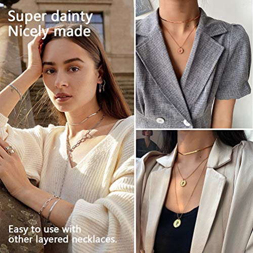 PROSTEEL-Donna-Choker-Collana-a-Girocollo-a-Catena-Cubana-Figaro-Scatola-Serpente-Piatta-Veneziana-Robusta-Sottile-Lunghezze-Regolabile-in-Acciaio-Argento-Oro-Nero-Hip-Hop-Punk-con-Confezione