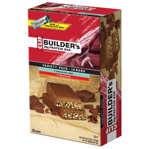 Clif Bar Builder's Bar 18 Bar Variety Pack: 6 Chocolate Mint, 6 Chocolate, 6 Chocolate Peanut Butter image