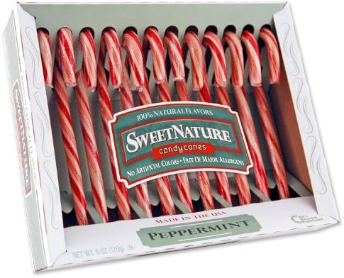 SWEETNATURE Candy Canes, Peppermint, 12 Count Box (Pack of 12)