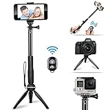 Amabana Selfie Stick Tripod,Extendable Monopod with Iphone Tripod Stand and Shutter Remote Portable for iPhone, Samsung, other Android phones, digital cameras and GoPro