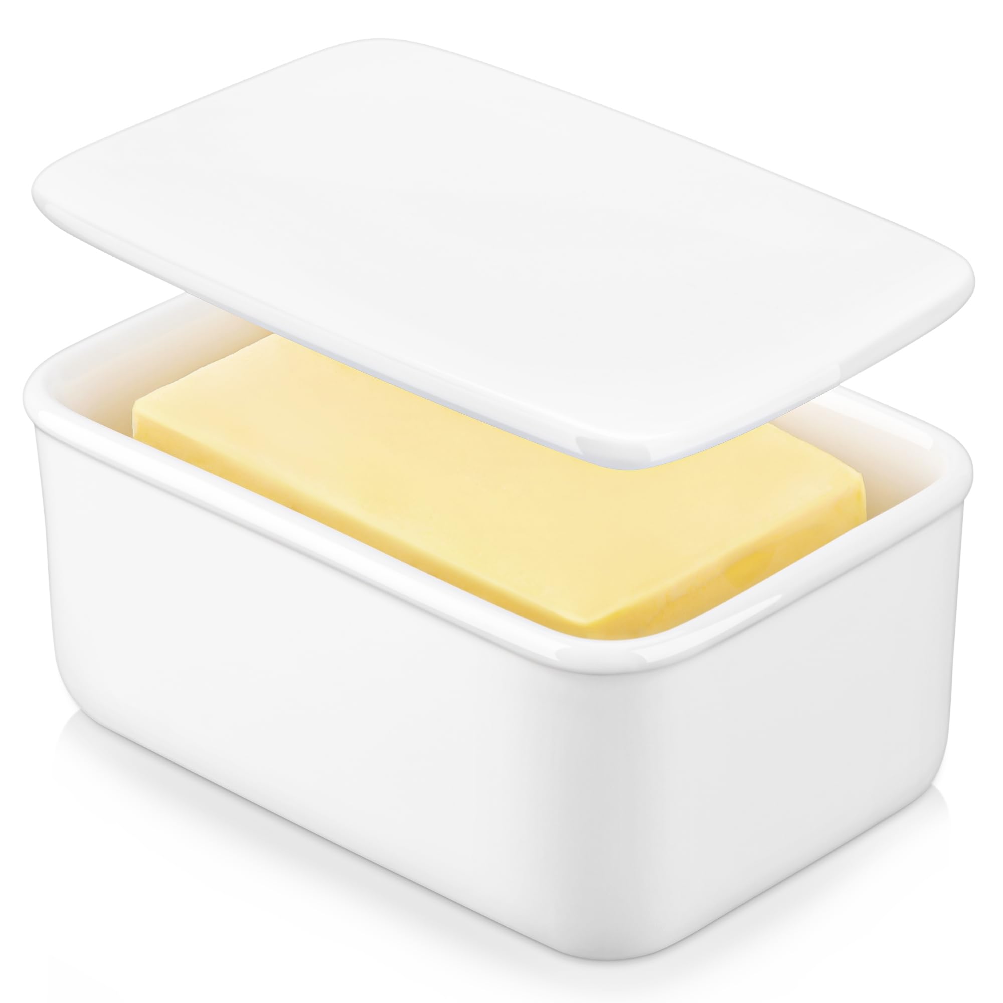 LOVECASA Butter Dishes, Porcelain Butter Dish with Lid, Keep Your Butter Fresh and Ready for Spread, for All Your Cooking Needs, 580ML / 20OZ, White