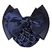 Braceus Womens Ruched Bowknot Decor Snood Net Bun Cover Barrette Hair Clip - Blue