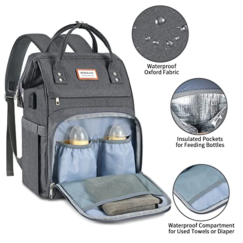 Diaper Bag Backpack, Mokaloo Large Baby Bag for Boys & Girls,Travel Backpack with USB Charging