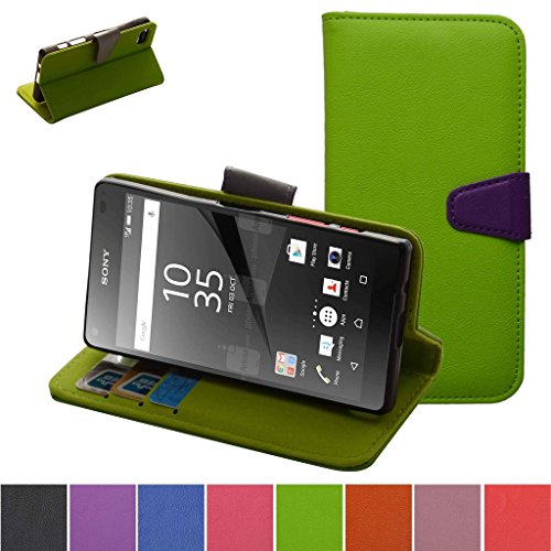 Sony Xperia Z5 Compact Case,Mama Mouth [Stand View] Folio Flip Premium PU Leather [Wallet Case] With Credit Card / Cash Slots Cover For Sony Xperia Z5 Compact / Mini,Green