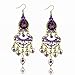 Purple Heart Retro Copper Cz Rhinestone Hook Eardrop Dangle Earrings (Pack of 2)