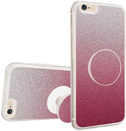 Glitter Sparkly iphone 6 Case Cover, Newest Bling Phone Case With Pop Magnetic Car Mount Socket, Thin Soft Anti-Drop TPU Back Protective Case for iPhone 6S/6(4.7") (Pink, 6/6s)