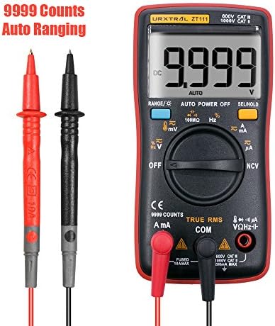 URXTRAL 9999 Counts Auto Ranging Digital Multimeter, True RMS Multi Tester with Backlight Non Contact Voltage Detection, Temperature, AC/DC Voltage and Current, OHM,Duty Cycle,Continuity Tester Cat 3