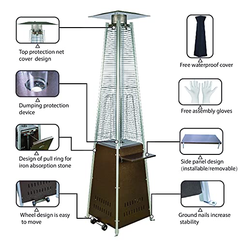 FOOWIN Pyramid Patio Propane Heater, 2 in 1 Patio Propane Heater with