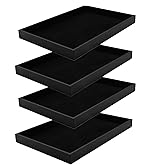 JETEHO Velvet Jewelry Tray for Drawers Black Jewelrys Display Tray Stackable Jewelry Organizer Trays for Necklace Bracelet Ring Watch (4, Black)