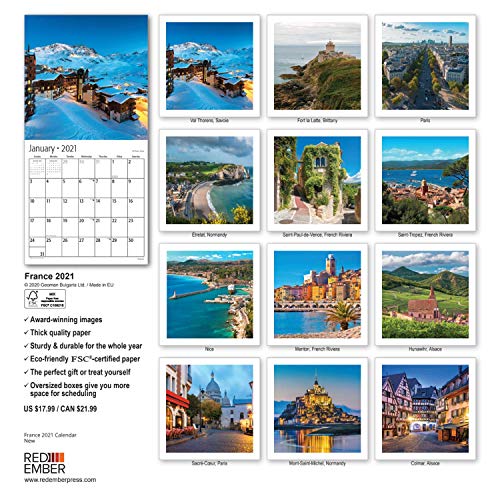 France - 2021 Wall Calendars by Red Ember Press - 12" x 24" When Open