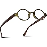 2SeeLife Small Round TR-90 Reading Glasses for Men & Women - Narrow-Medium Fit, Sturdy Frame, Spring Hinges, Retro Readers, Green, +2.75