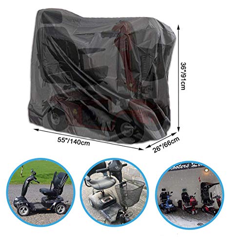 VVHOOY Mobility Scooter Cover, 210D Oxford Heavy Duty Waterproof 4 Wheel Power Scooter Travel Storage Cover All-Weather Outdoor Protection Dust Cover 55x26x36inch