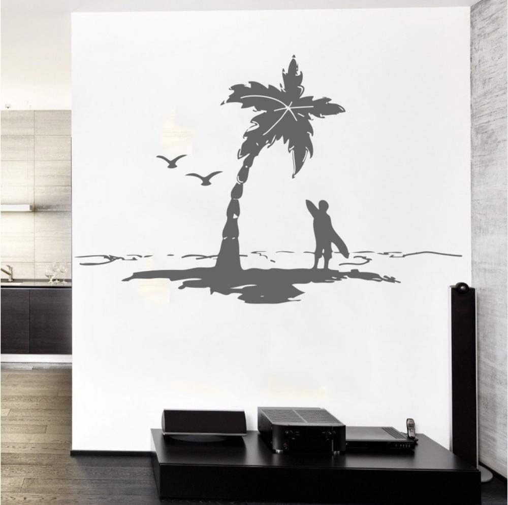 Amazon カモメと海海サーフボードシルエットクールな壁のステッカーデザインの家の部屋の装飾ビニール壁画56x56cmとサーファー ウォールステッカー オンライン通販