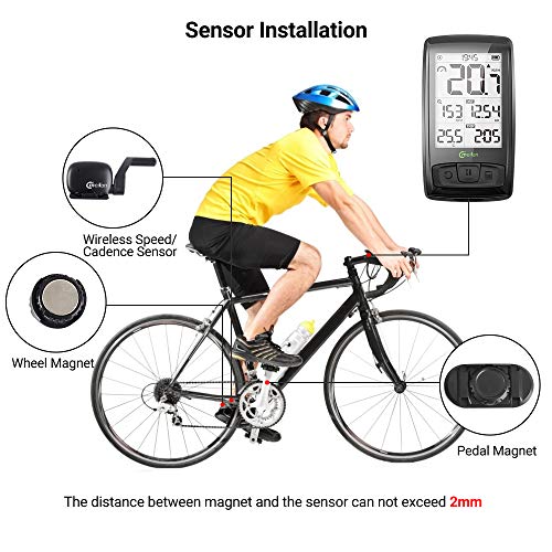 Meilan Bike Computer Wireless 2.5 Inch Cycling Computer Bicycle Speedometer and Odometer Cycle Computer with ANT+ Speed & Cadence Sensor