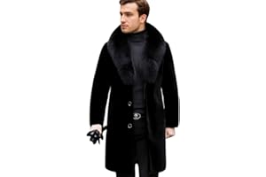 Tngan Long Faux Fur Coat Outwear Black Winter Parka Overcoat for Men