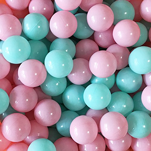MoonxHome Pit Balls Crush Proof Plastic Children's Toy Balls Macaron Ocean Balls 2. 15 Inch Pack of 100 Green&Pink