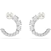 Swarovski Matrix Pendant, Earrings, Bracelet, Crystal Pearl, Round Cut Clear Crystals, Rhodium and Rose Gold-Tone Finishes