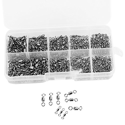 210Pcs Angelwirbel, Strong Angeln Wirbel Angel Swivels Kugellager Mit Solid Rings Angelhaken Verbinder Tackle – Bild 3