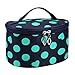 DZT1968® Handle Round Dot Large Cosmetic Bag Travel Makeup Organizer Case Holder With Mirror (Green)