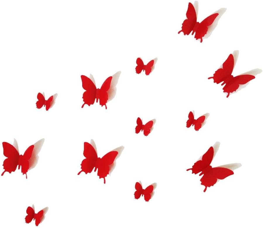 12PCS 3D Red Butterfly Wall Stickers Art Decal PVC Butterflies Home DIY Decor by POVOS Amazon