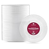 Prestee COMINHKPR125648 Diamond Cut Disposable Crystal Clear Round Plastic Plates, 6.25-Inch (102 Count)