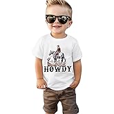 SOFEON Toddler Baby Boy Howdy Shirt Rodeo Western Graphic Letter Short Sleeve T-Shirt Kids Funny Cowboy Summer Tee Tops