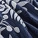 Wake In Cloud - Floral Comforter Set, Botanical Elegant Flower Tree Leaf Modern Pattern Printed for Men Women, Soft Lightweight Bedding, 3 Pieces, Navy Blue Gray, Queen Size