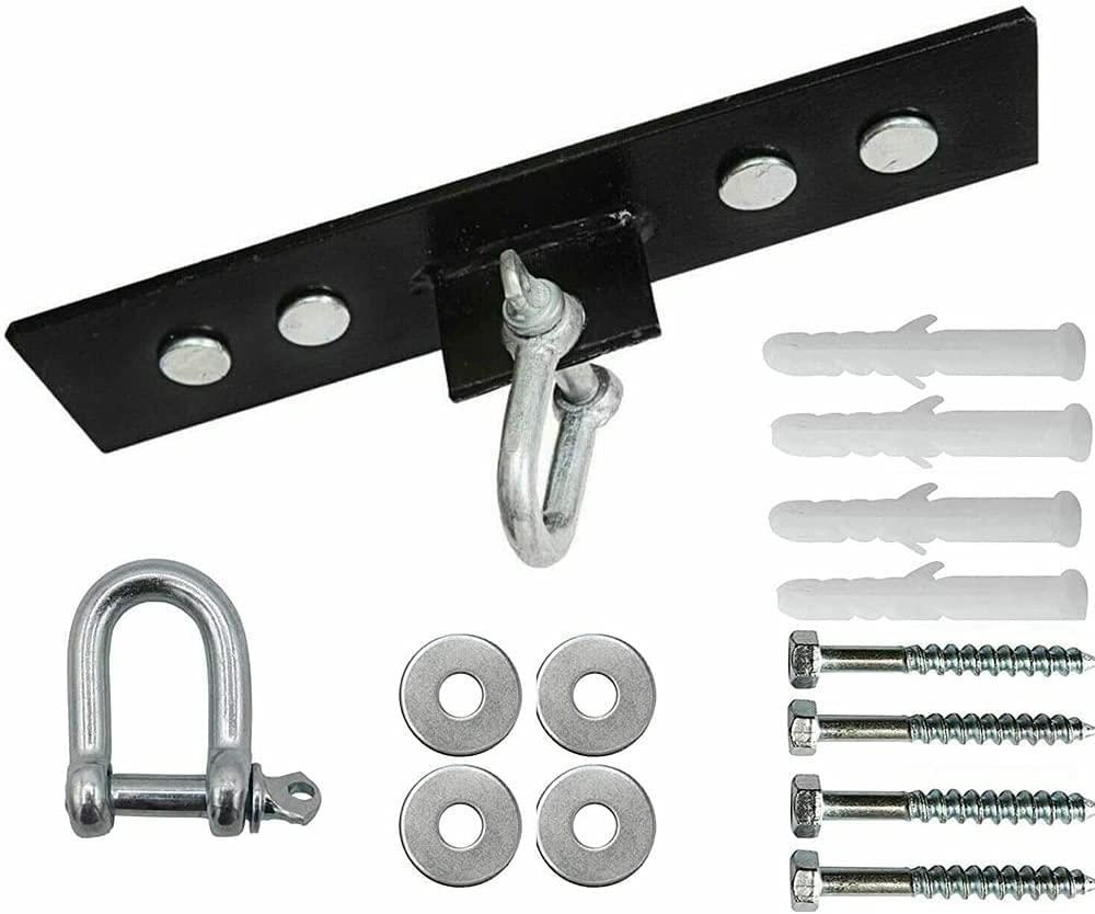 SOO Ceiling Hook Swivel with D-Shackle, 18 Gauge 5mm Heavy Duty 360 Hanging Steel Bracket for Punch Bags, Double end Speed Ball, Boxing MMA Muay Thai Kickboxing, Wall Mount Fitting, Black,7 Inch