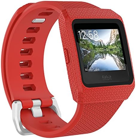 YOUKESI Fitbit Ionic Bands Small, Shockproof Protective Frame Case with Replacement Strap Band for Fitbit Ionic Fitness Smart Watch (Red/Black Small)