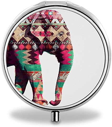 ONSPACE Portable 3 Slots Medicine Box, Round Compartment Unique Design Silver Metal Pill Box for Pocket/Purse/Travel Medicine Case, Small Vitamin Box-Elephant