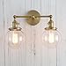 Permo Double Sconce Vintage Industrial Antique 2-Lights Wall Sconces with Dual Mini 5.9