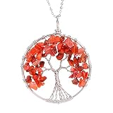 Luvalti Tree of Life - Gemstone Chakra Jewelry Red Orange Silver Chain Necklace