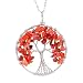 Luvalti Tree of Life - Gemstone Chakra Jewelry Red Orange Silver Chain Necklace primary