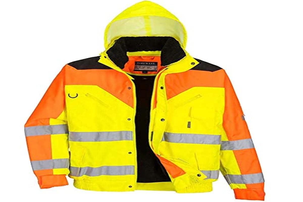 Portwest S464ORRXXL Contrast Plus Bomber Jacket, Regular, Size XX-Large, Orange