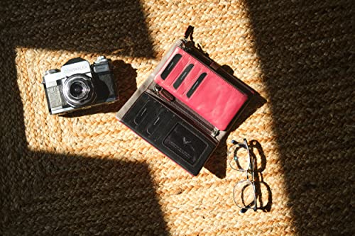 Lavalen® Women's Leather Wallets – Large Women's Wallet with RFID – Genuine Leather Card Holder – Removable Red Purse – Handmade Wallet – Modern Gift.