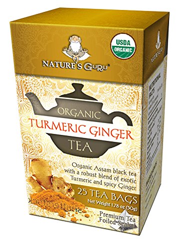 Nature's Guru Organic Whole Leaf Black Tea Turmeric Ginger 25 Count Individual Tea Bags - //coolthings.us