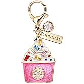 MONNEL MC433 Crystal Ice-cream Sundae Lobster Clasp Charm for Women with Velvet Bag (Pink,1 Piece)